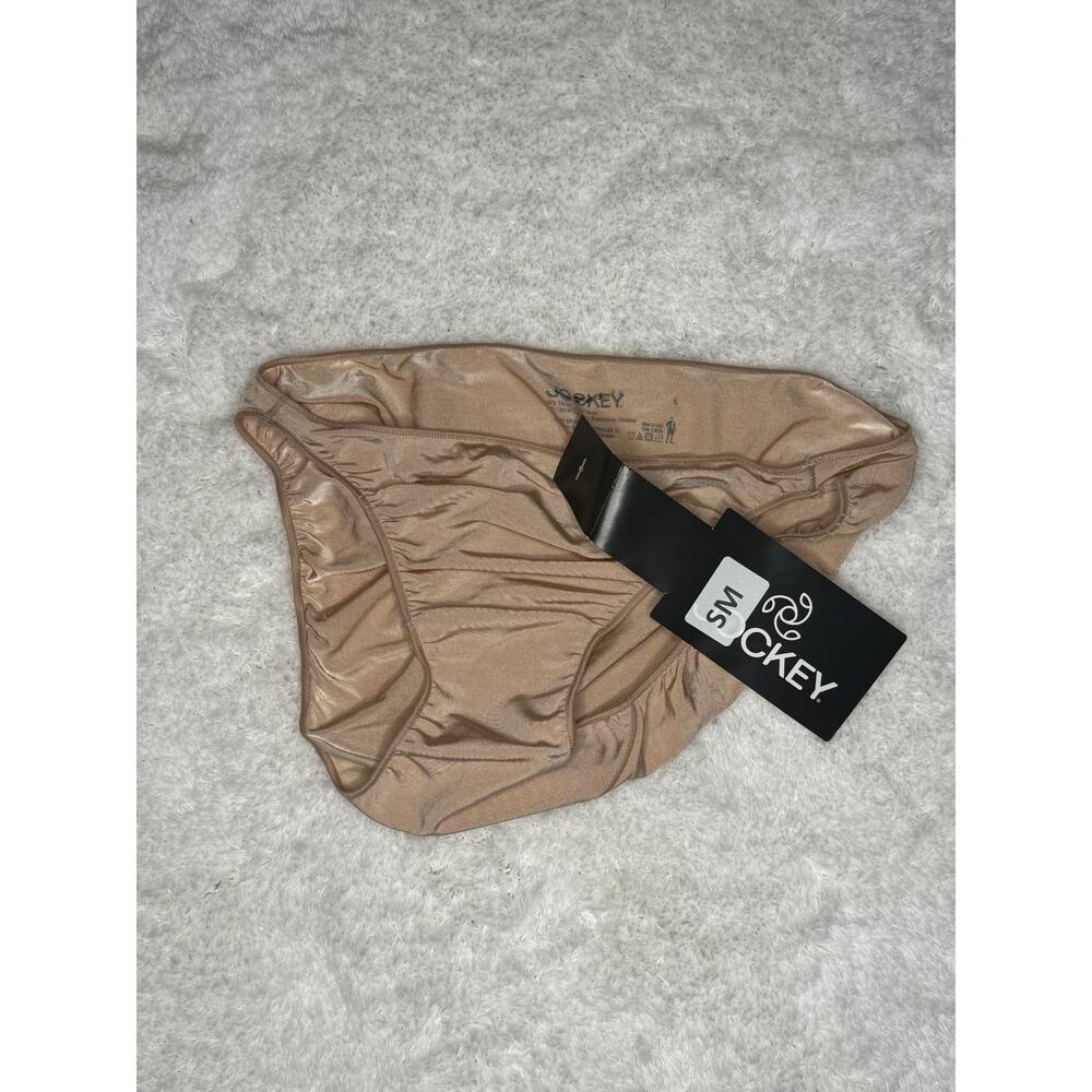 NWT Jockey Seamfree Bikini Panty Nude Beige Silky Stretch Size S/M